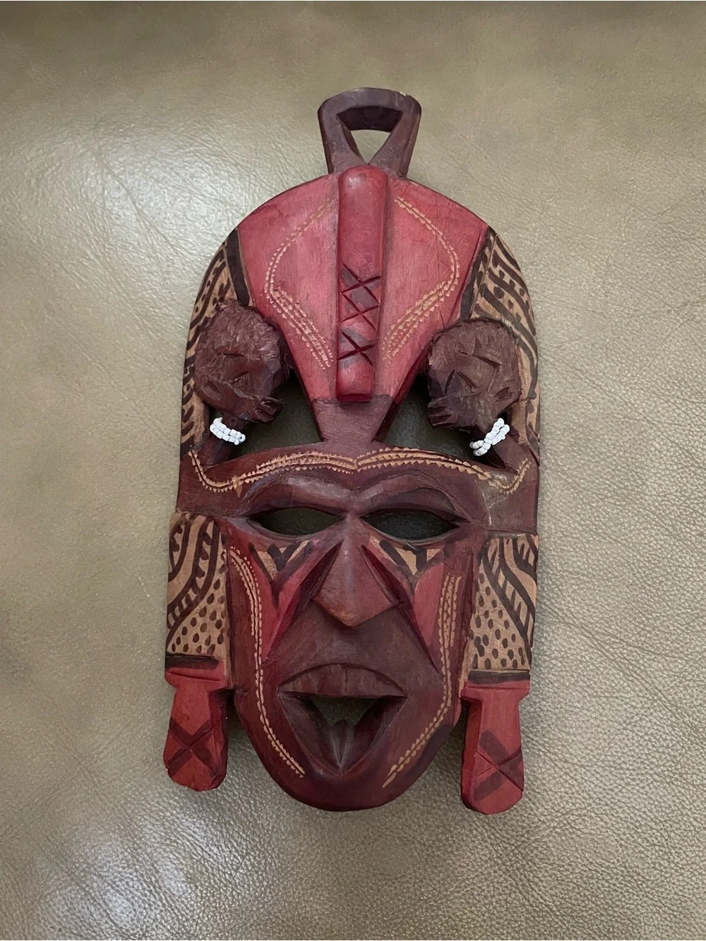 AFRICAN ART CARVING SCULPTURE TRIBAL 9” MASK KENYA FOLKLORE WOODEN